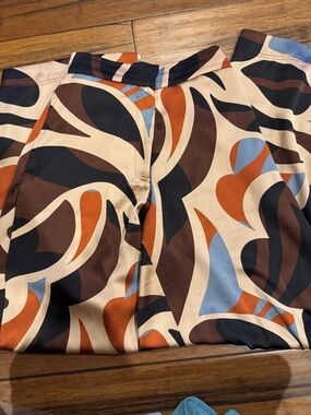 House of Harlow/Revolve Wide-Leg Pants in Cream, Brown, Rust & Blue